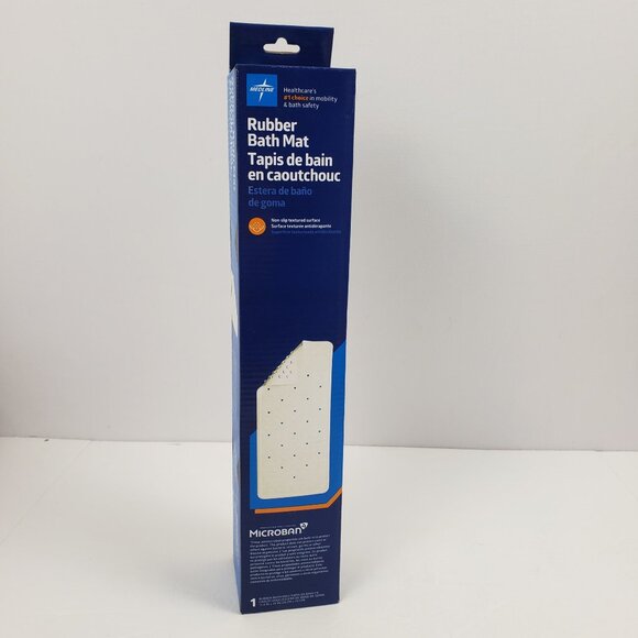 Medline Rubber Bath Mat 13x29 Off White Microban Non Slip - Picture 1 of 6
